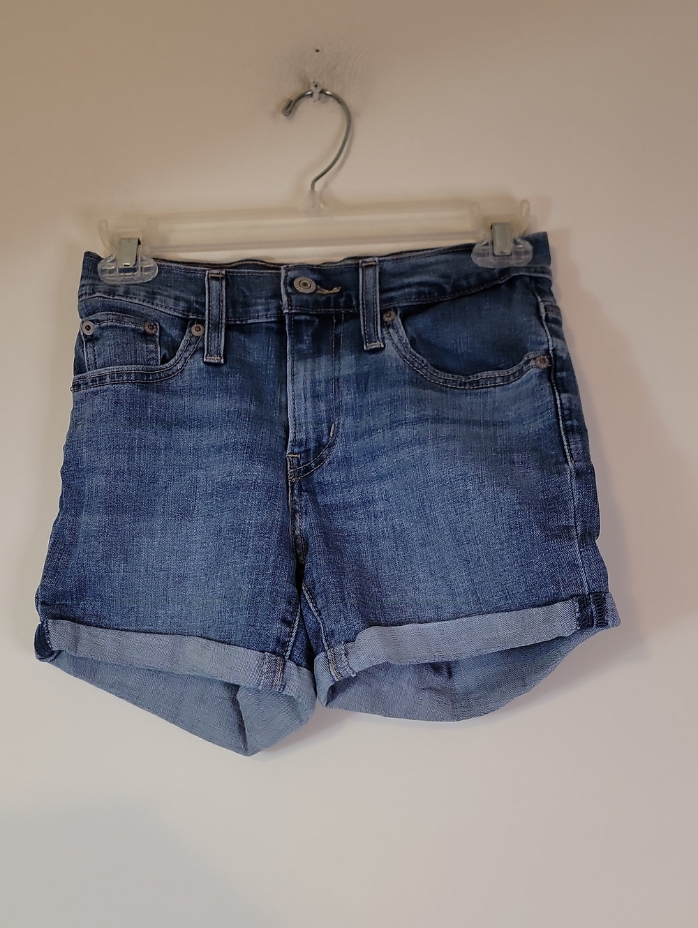 Levi's Medium Wash Rolled Hem Denim Shorts